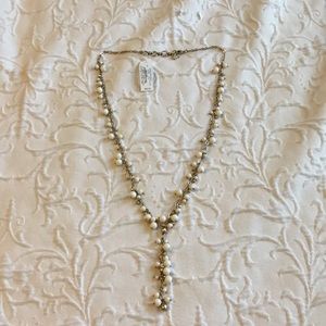 Lucky Brand “Y” beaded cream necklace